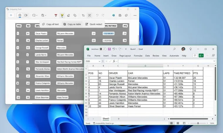 How to Copy Table Data from Screenshots Easily Using Windows 11 Snipping Tool