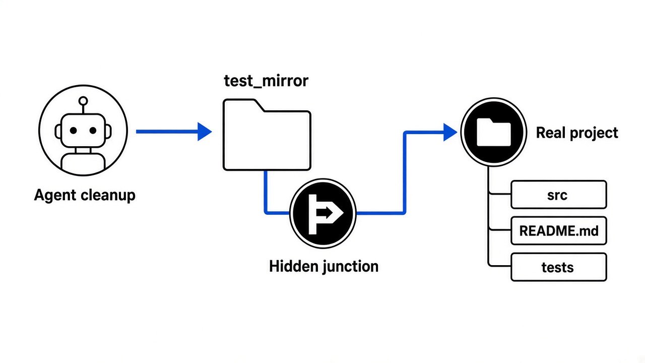 AI agent cleans test_mirror but a hidden signpost points at the real project