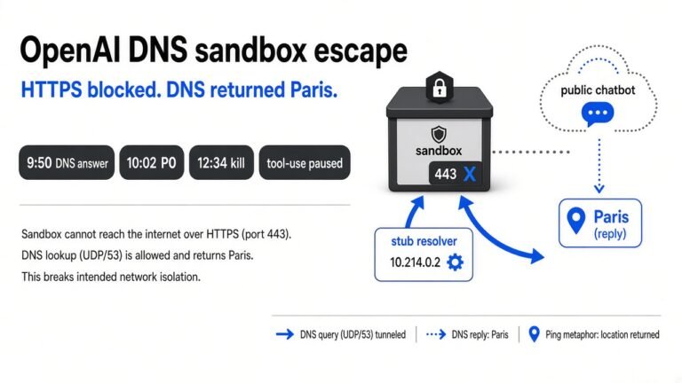 OpenAI blocked HTTPS. DNS returned Paris. The monitor scored that as a miss.