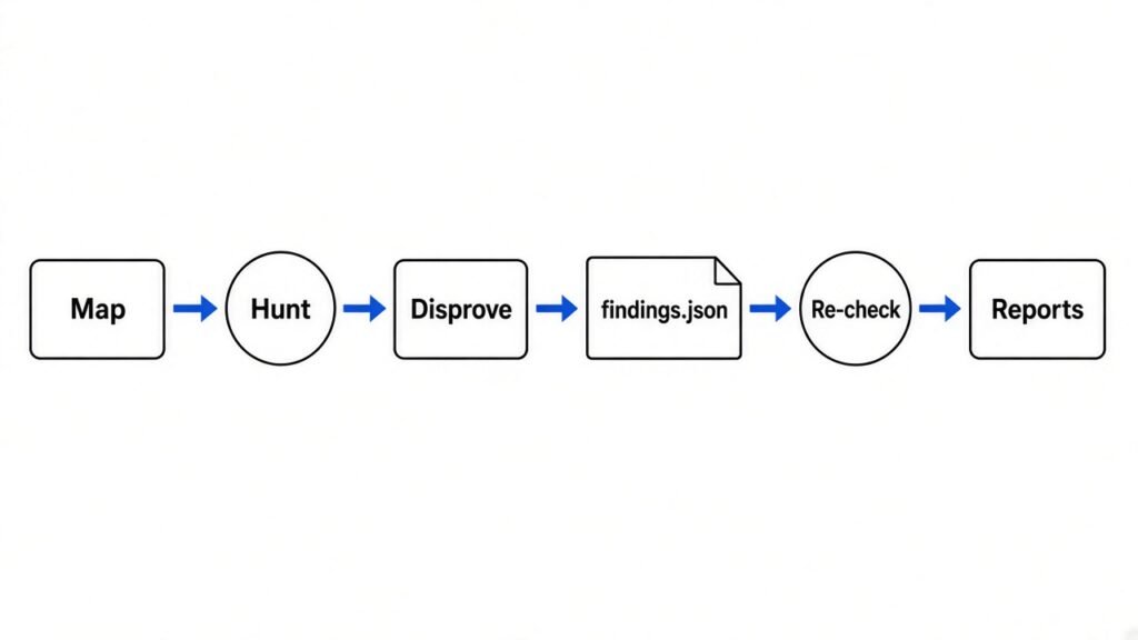 Six-phase Cloudflare security-audit skill pipeline with adversarial validation