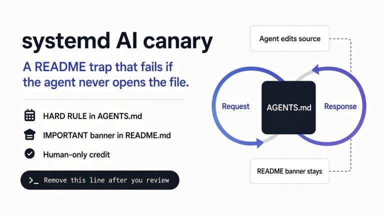 systemd’s AI canary is a README trap. It fails if the agent never opens the file.