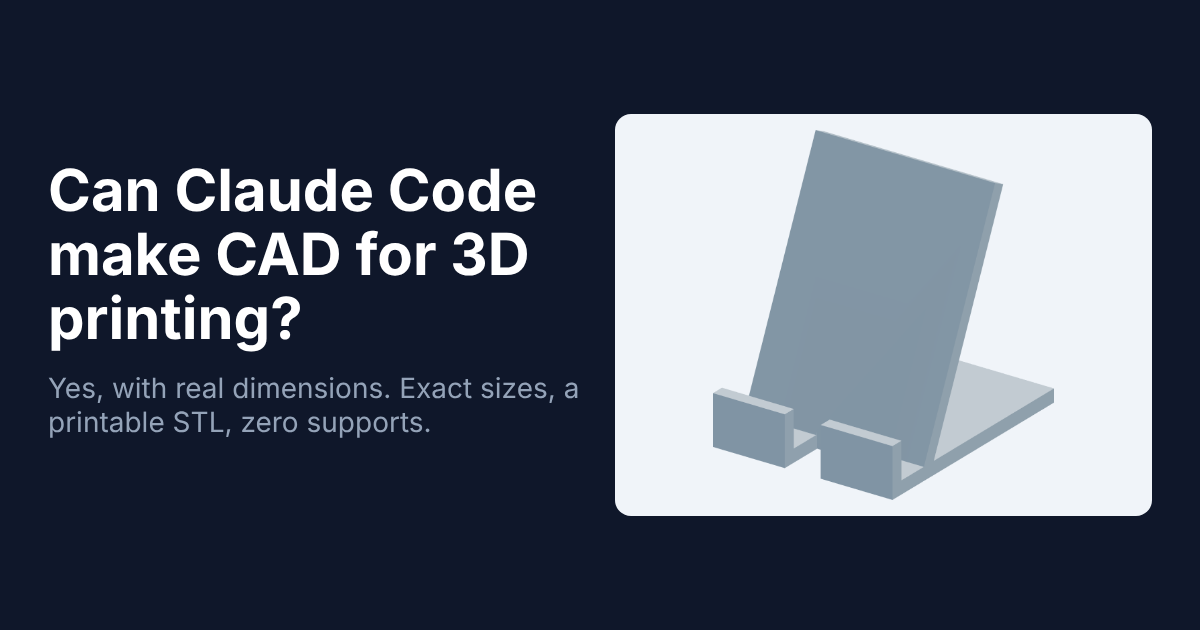 Phone stand CAD model made with Claude Code and text-to-cad