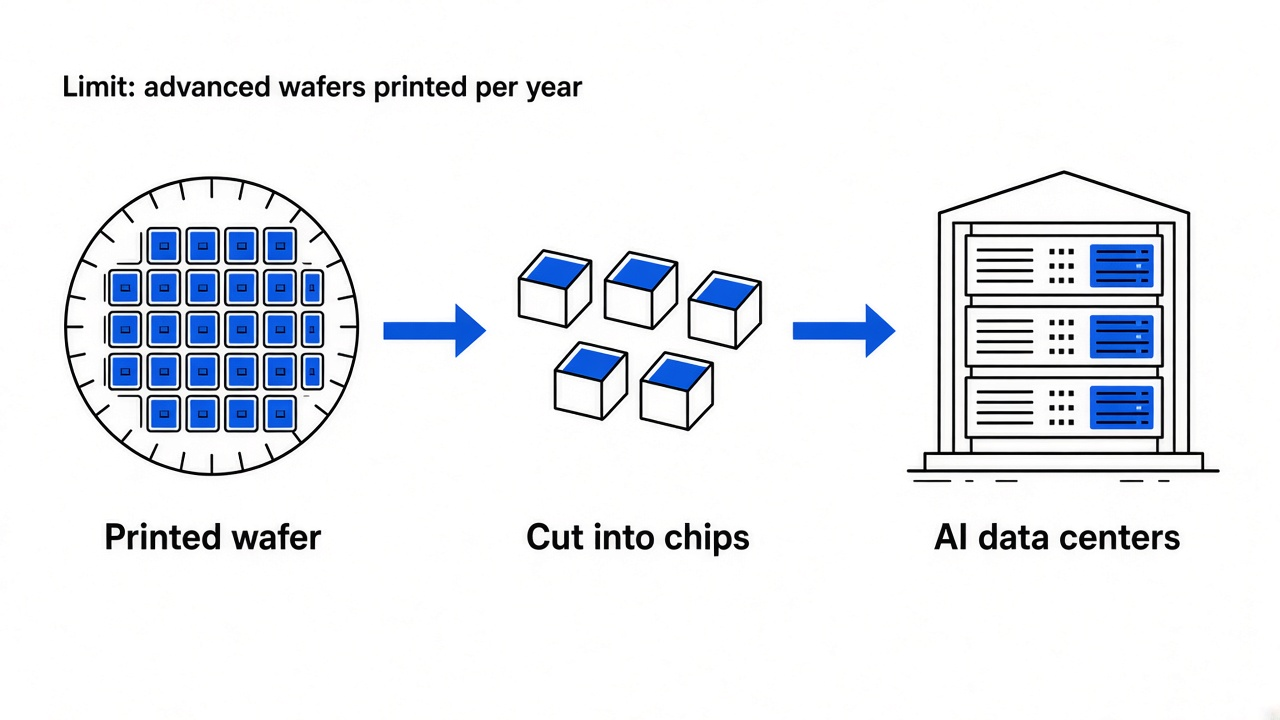 Finished chips cut from the wafer flow to AI data centers, the demand side of the ASML EUV shortage, limited by how many advanced wafers can be printed