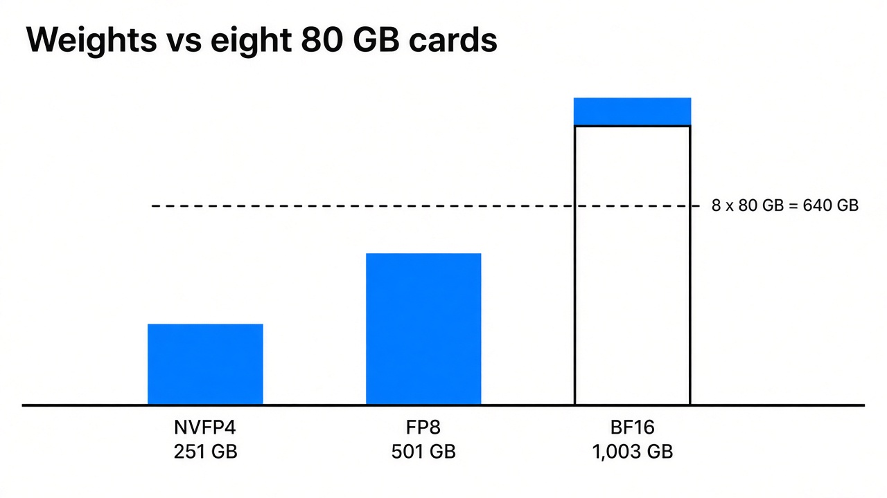 Reflection Beam GPU memory pile: one 80 GB card, eight cards at 640 GB, against 251 GB, 501 GB and 1,003 GB of weights