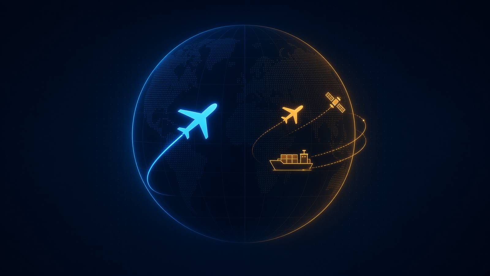 Gods eye view vs flightradar24: one globe holding a plane, a ship and a satellite together
