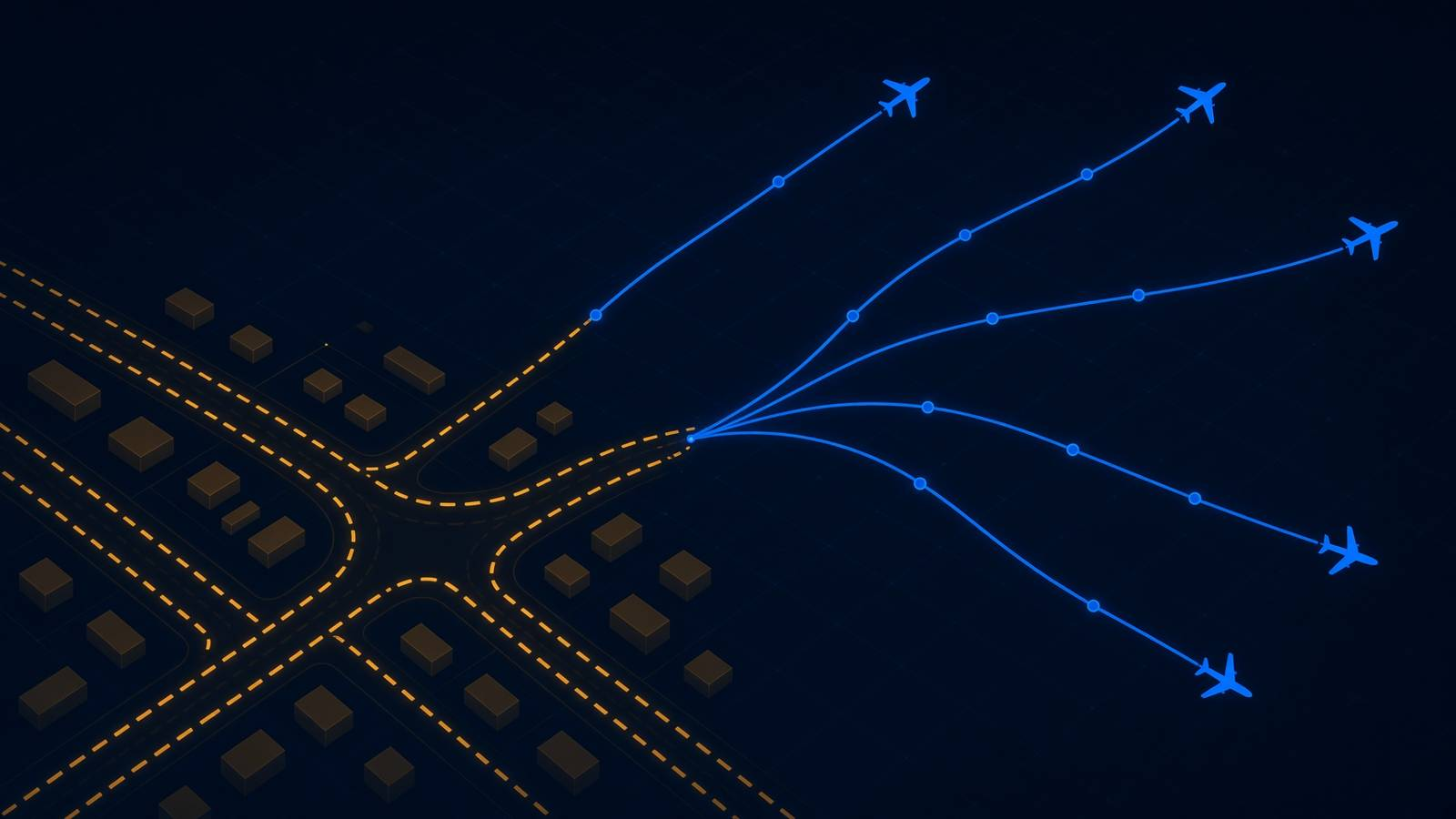 God's Eye View traffic is simulated while the flight feed is real public data