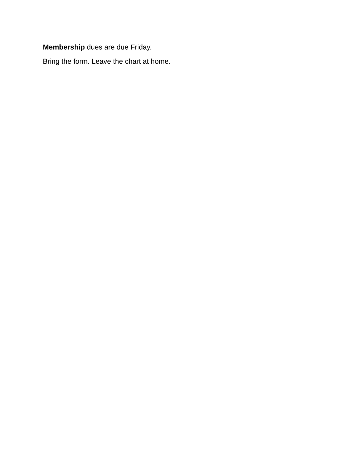 WordCraft-rendered page: Membership bold, rest of the sentence plain, second paragraph untouched